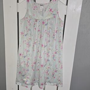 Vanity Fair Light Green Pink Floral Chemise Short Nightgown Dress Small Feminine